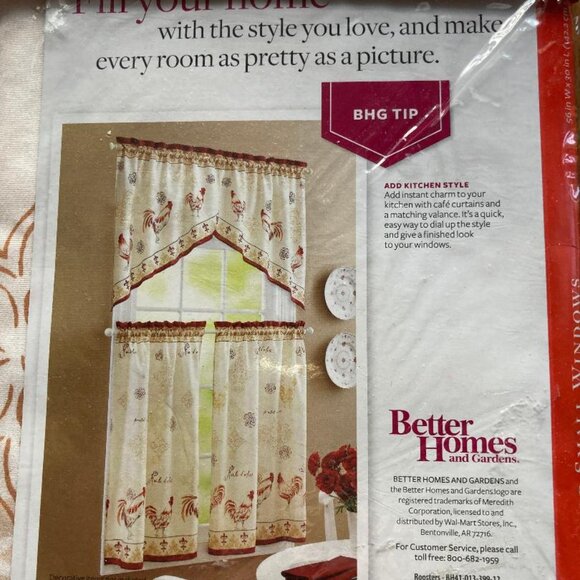 Rooster - 1 swag valance pair for small windows. 56 w x 30 inches - New - Picture 2 of 4